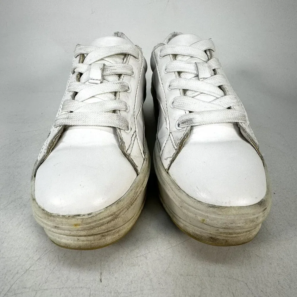 Bershka Womens Size EU 36 US 5.5 Platform Chunky White Leather Sneaker
